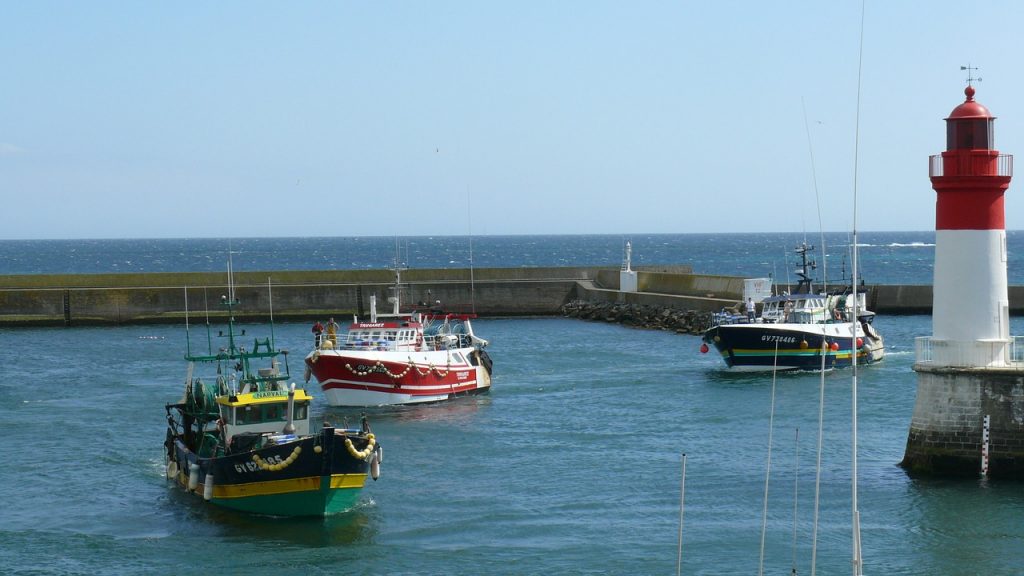 bateaux de pêche qui rentre dans le port de Guilvinec